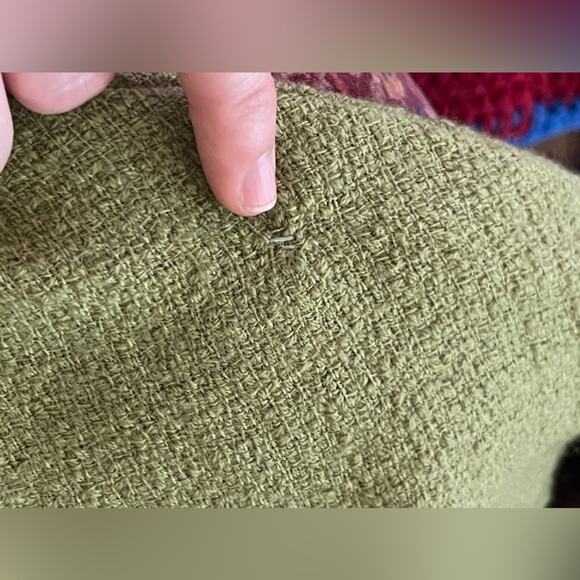 50s Vintage Green Knit Wiggle Dress with Fur Cuffs - Picture 9 of 10